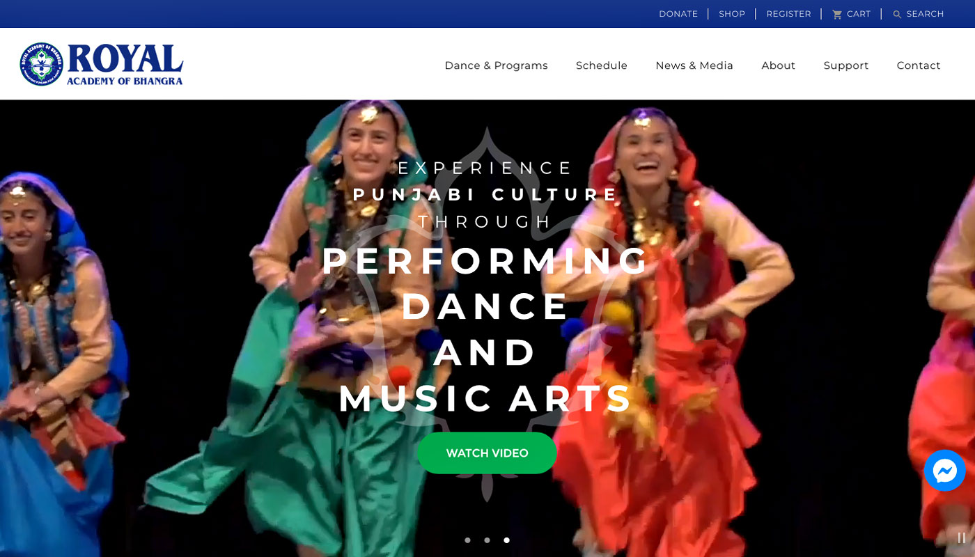 Royal Academy of Bhangra, website home page
