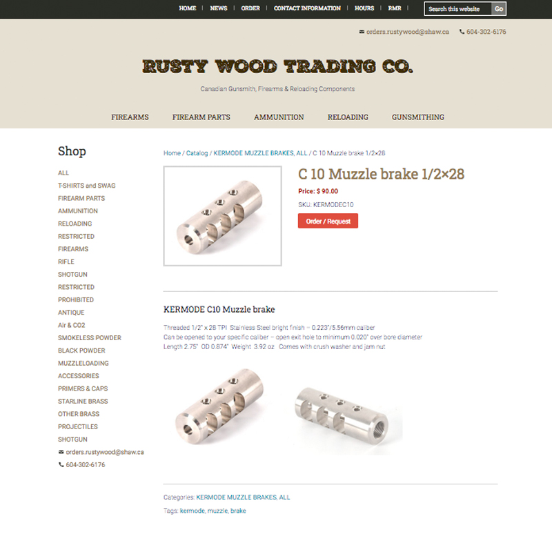 Rusty Wood Trading Co. Product Page